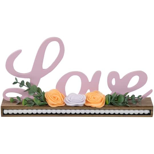 11.25" Love with Flowers Wooden Valentine's Day Sign By Northlight | 6" x 11.25" x 2" | Michaels®